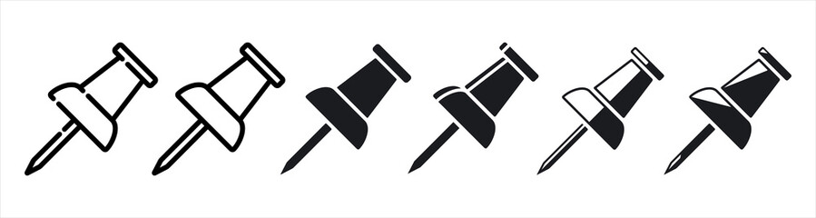 Push pin icon sets. 3d. Vector Illustration Eps10