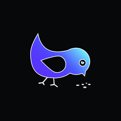 Fototapeta premium Bird Eating Seeds blue gradient vector icon