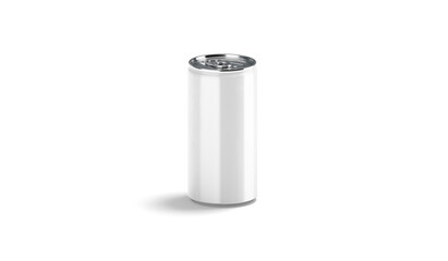 Blank white aluminum narrow 280 ml soda can mockup, side view