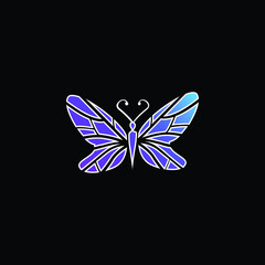 Black Butterfly Top View With Lines Wings Design blue gradient vector icon