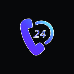 24 Hours Phone Shopping Support blue gradient vector icon