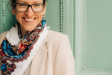 Portrait of a stylish woman in eyeglasses