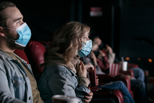 Movies: Woman Afraid During Scary Movie
