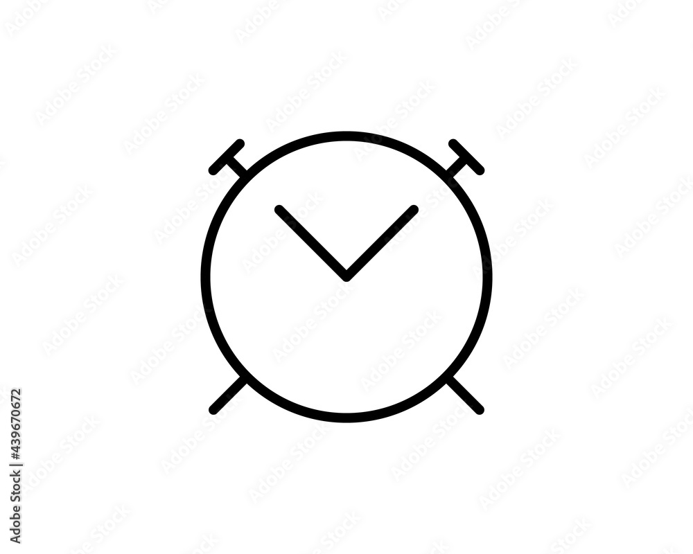 Poster alarm clock vector icon isolated on white background, simple line outline style, alarm clock ringing