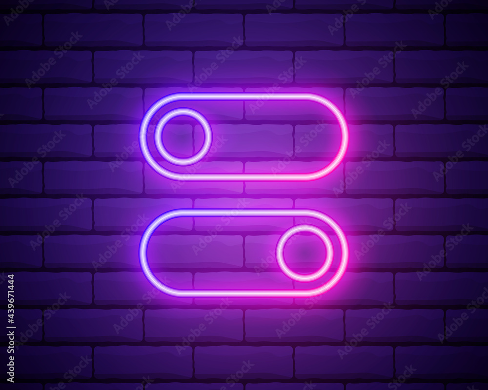 Poster on and off lamp neon light toggle switch button. vector illustration. fluorescent light vector illus