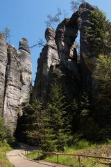 Rock formation in Adersbach-Weckelsdorf rock city in Czech republic,Europe
