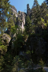 Rock formation in Adersbach-Weckelsdorf rock city in Czech republic,Europe
