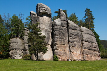 Rock formation in Adersbach-Weckelsdorf rock city in Czech republic,Europe

