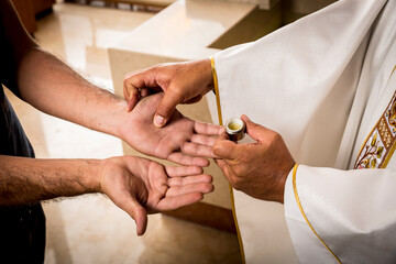 Sacraments of the Catholic Christian religion in church. - 439674201
