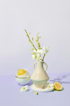 White Flowers In Ceramic Vase