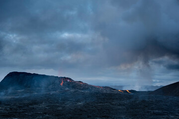 Grindavík, Iceland Active volcanic crater, Mt Fagradalsfjall, Southwest Reykjanes Peninsula