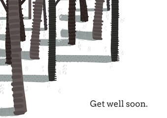 Composition of well wishes text with trees on white background