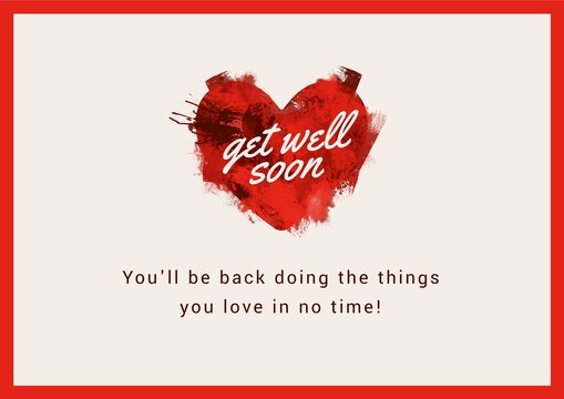 Composition of well wishes text with red heart in frame
