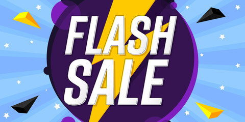 Flash Sale, poster design template, discount banner, vector illustration