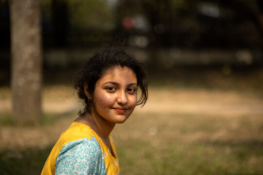 Portrait of Young Indian woman at outdoors