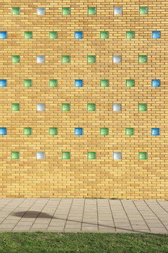 brick wall with glass blocks