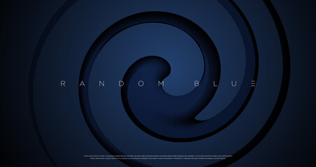 Abstract navy blue color spiral painting background. Vector EPS