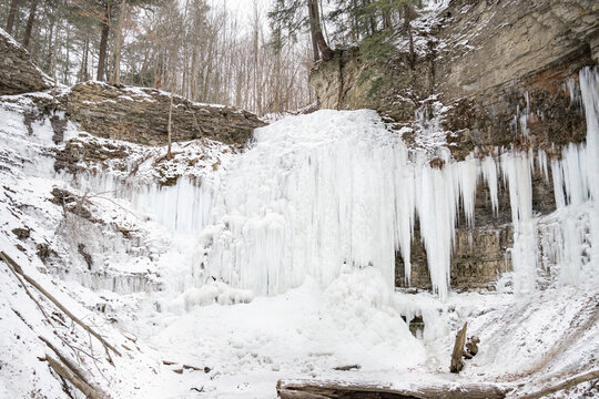 Tiffany Falls Hamilton Frozen Waterfall in Winter Landscape