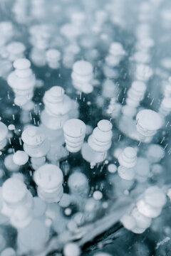 Ice with frozen bubbles