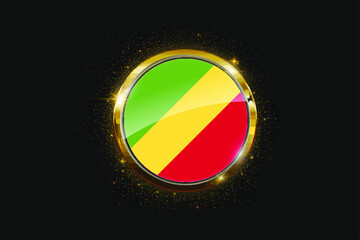 Congo flag inside a circular golden emblem