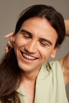 happy man with brackets