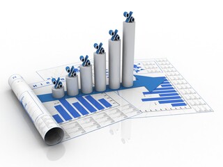 3d rendering Stock market online business concept. business Graph with percentage 
