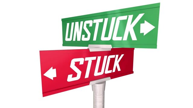 Get Unstuck Street Signs Move Forward Ahead Progress Right Direction 3d Animation