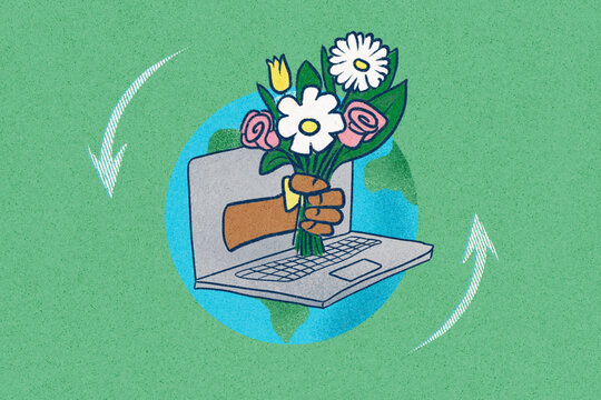 Internet flower delivery concept