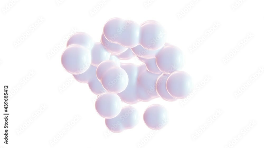 Poster seamless looping 3d animation of the abstract morphing creamy milky white metaballs rendered in uhd 