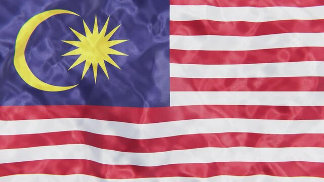 Realistic looping slow motion 3D animation of the national flag of Malaysia rendered in UHD