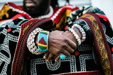 Decorated African man's hands