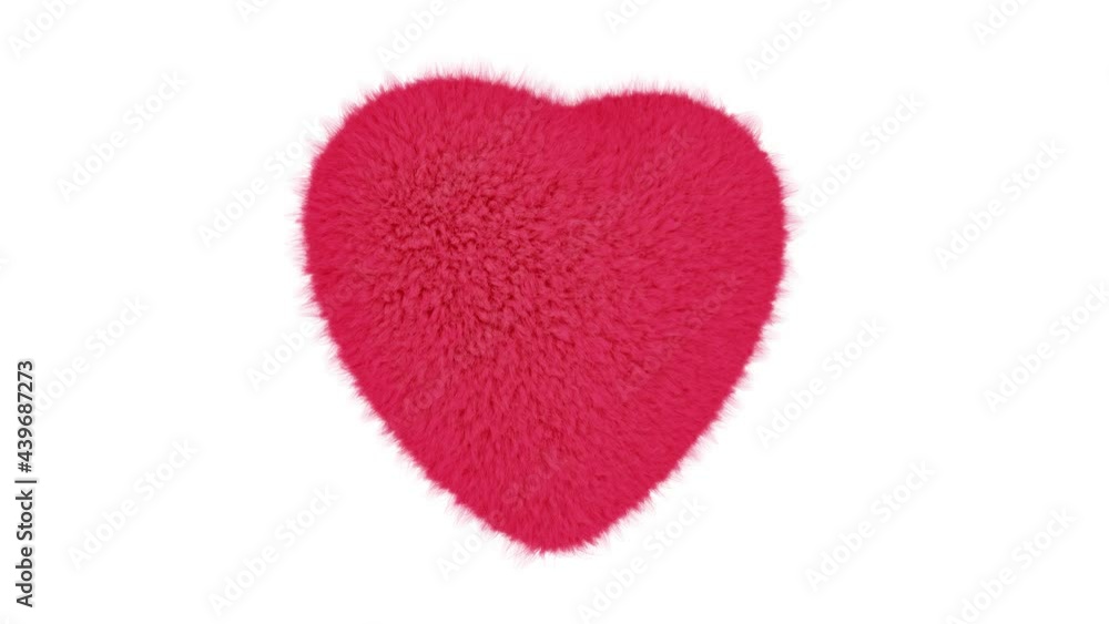 Aufkleber realistic 360-degree seamless looping spin 3d animation of the cute fluffy red fur heart rendered in