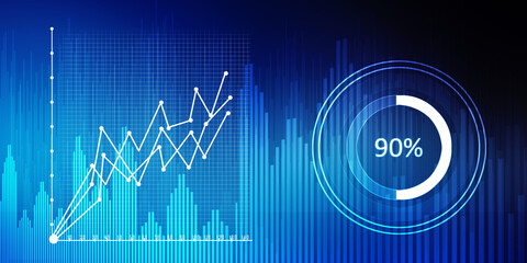 2d rendering Stock market online business concept. business Graph 