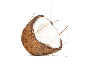 half of the coconut isolated on a white background