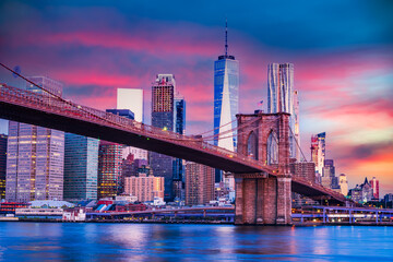 New York City, Manhattan and Brooklyn Bridge - USA