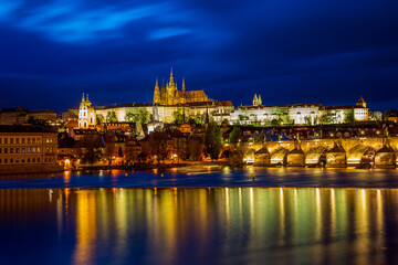 Fototapeta na wymiar Panoramic view of Prague Castle across the Vltava, Czech Republic.