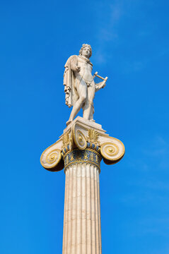 The statue of the god Apollo  In the center of Athens, Greece.