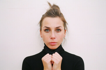 A beautiful woman with different eyes