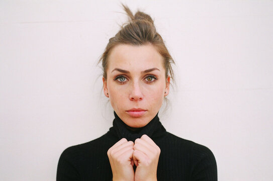 A beautiful woman with different eyes