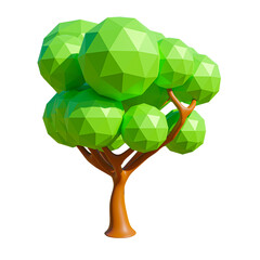 Low Poly Tree 3d Rendering Graphic. Template For Poster, Banner, Flyer, Cover, Brochure. 3D illustration