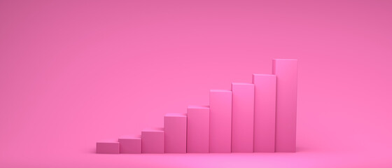 3D render illustration of bar graph