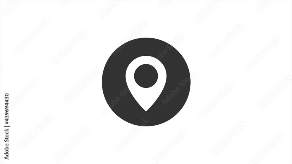 Poster animated location pin pointer isolated on white. 4k video