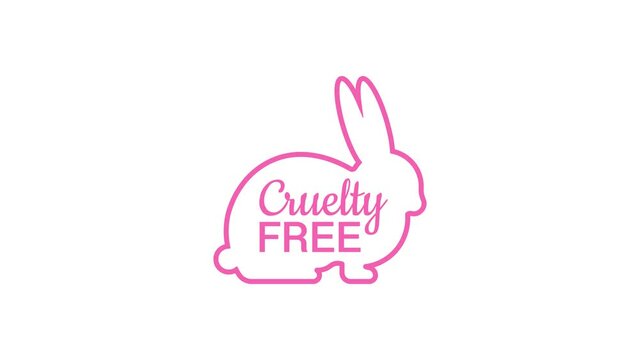 Cruelty free Pink banner. Vegan emblem. Packaging design. Natural product. Motion graphics.