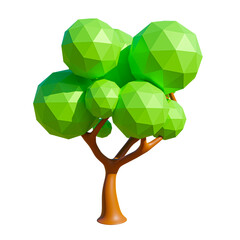 Low Poly Tree 3d Rendering Graphic. Template For Poster, Banner, Flyer, Cover, Brochure. 3D illustration