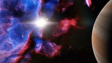 planet suitable for colonization, earth-like planet in far space, planets background 3d render