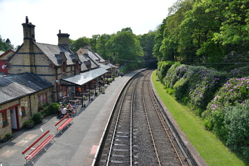 Fototapeta na wymiar Lakeside and Haverthwaite Railway, South Lakes, Lake District, Cumbria, England, UK