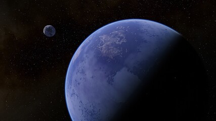 planet suitable for colonization, earth-like planet in far space, planets background 3d render