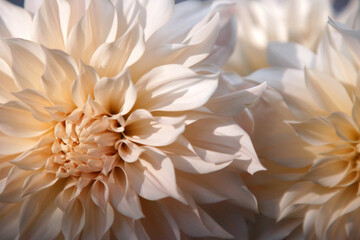 Cream Colored Dahlia Flowers In Morning Light