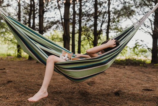 Relaxing in a hammock