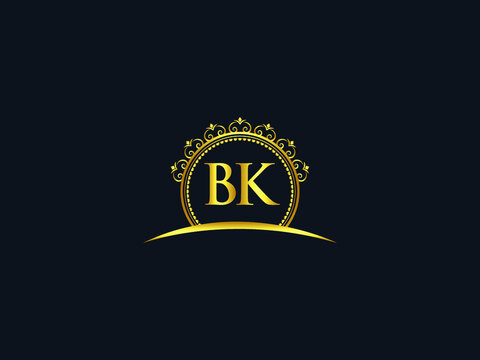 Initial BK Letter, Luxury bk Logo Icon Vector For Hotel, Heraldic, Jewelry, Fashion, Royalty With Gold Color Image Design